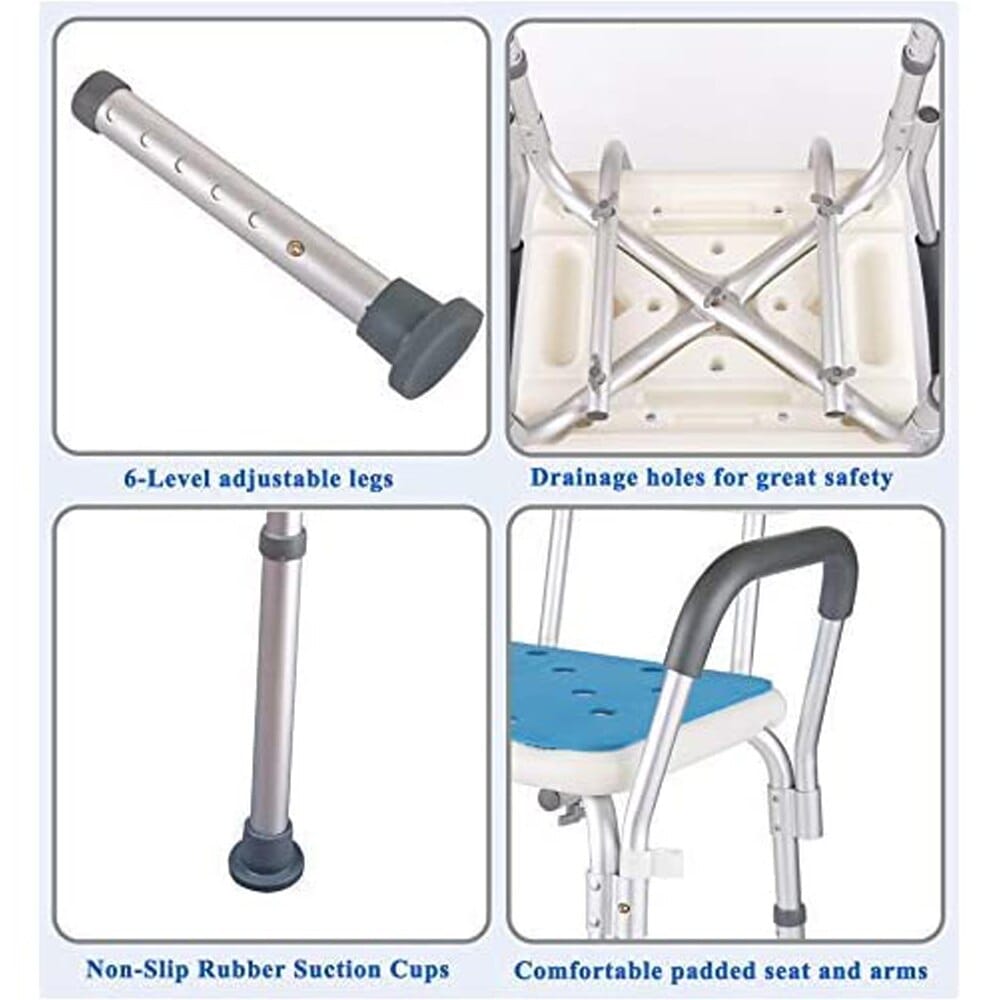 HappyNites Easy Fit Shower Stool with Rails and Shower Bag