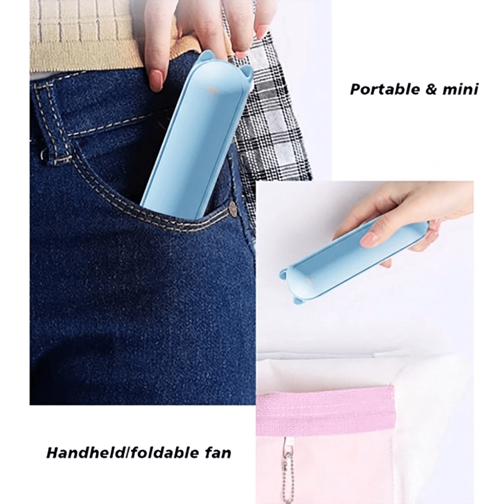 StayCool 3-in-1 Folding Mini Handheld Fan, Powerbank and Flashlight, Blue