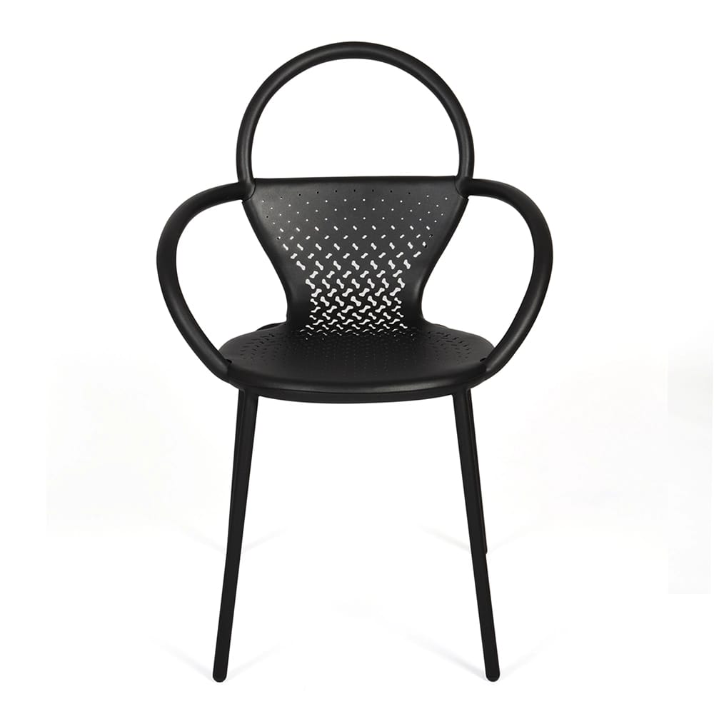Maiori Aluminum Kose Stackable Patio Dining Arm Chair, Charbon, 4 Pack