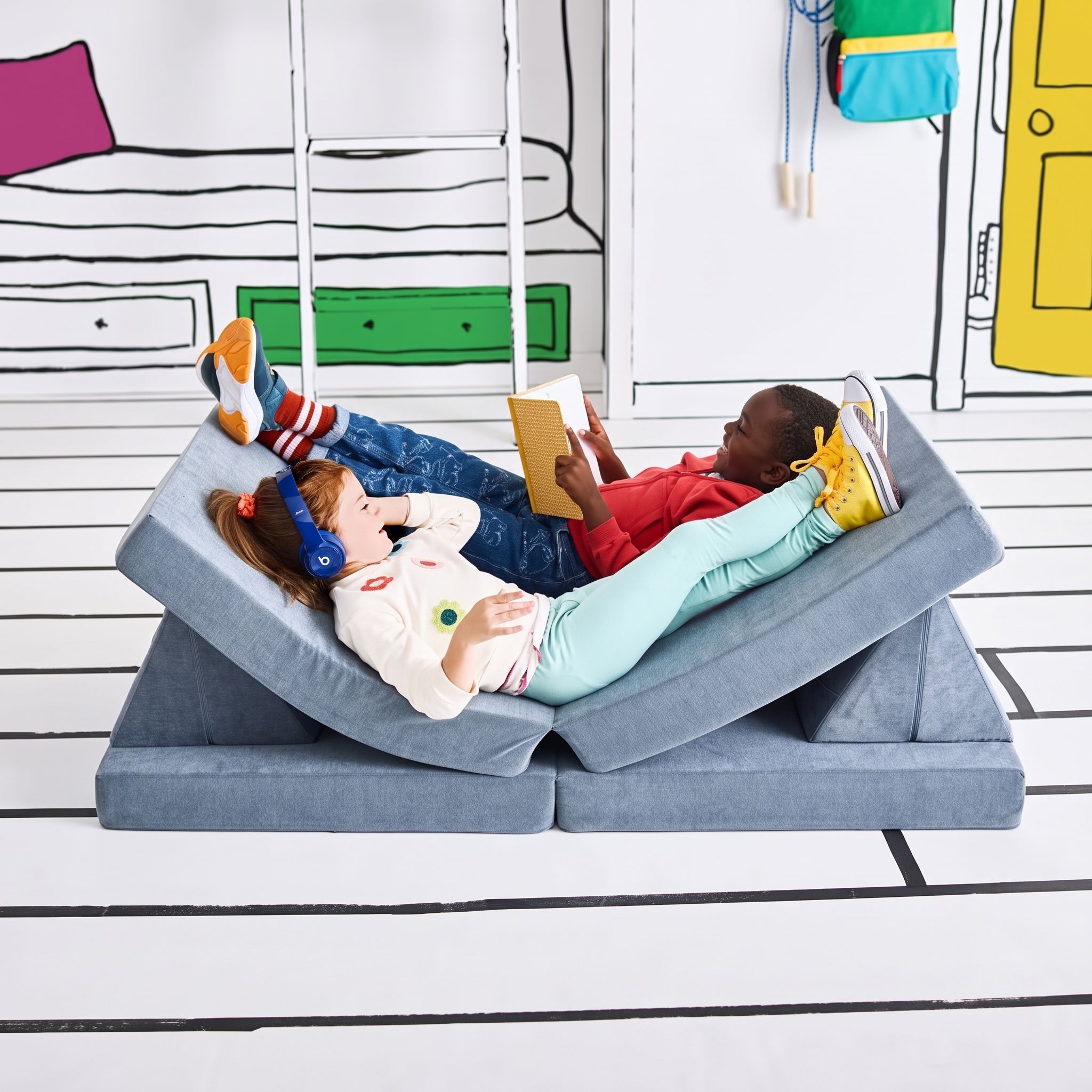 Yourigami Kids Play Couch, Blue