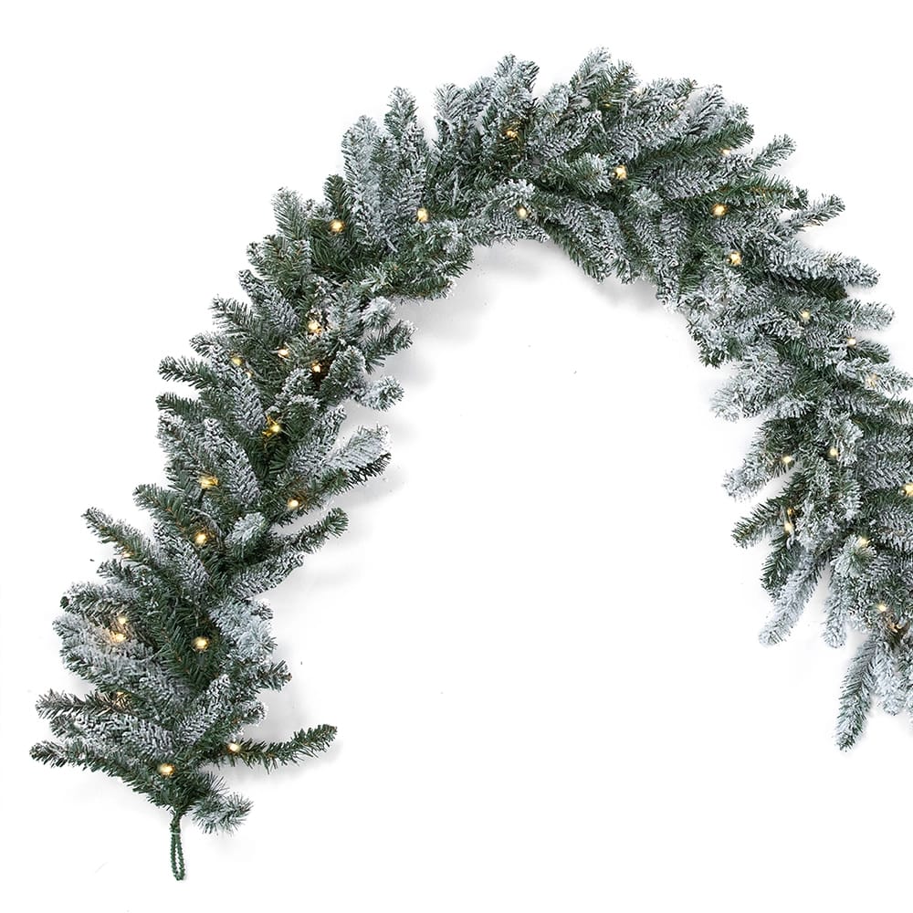 Famous Brand 9' Blue Spruce Pre-Lit Frosted Garland, 2 Pack