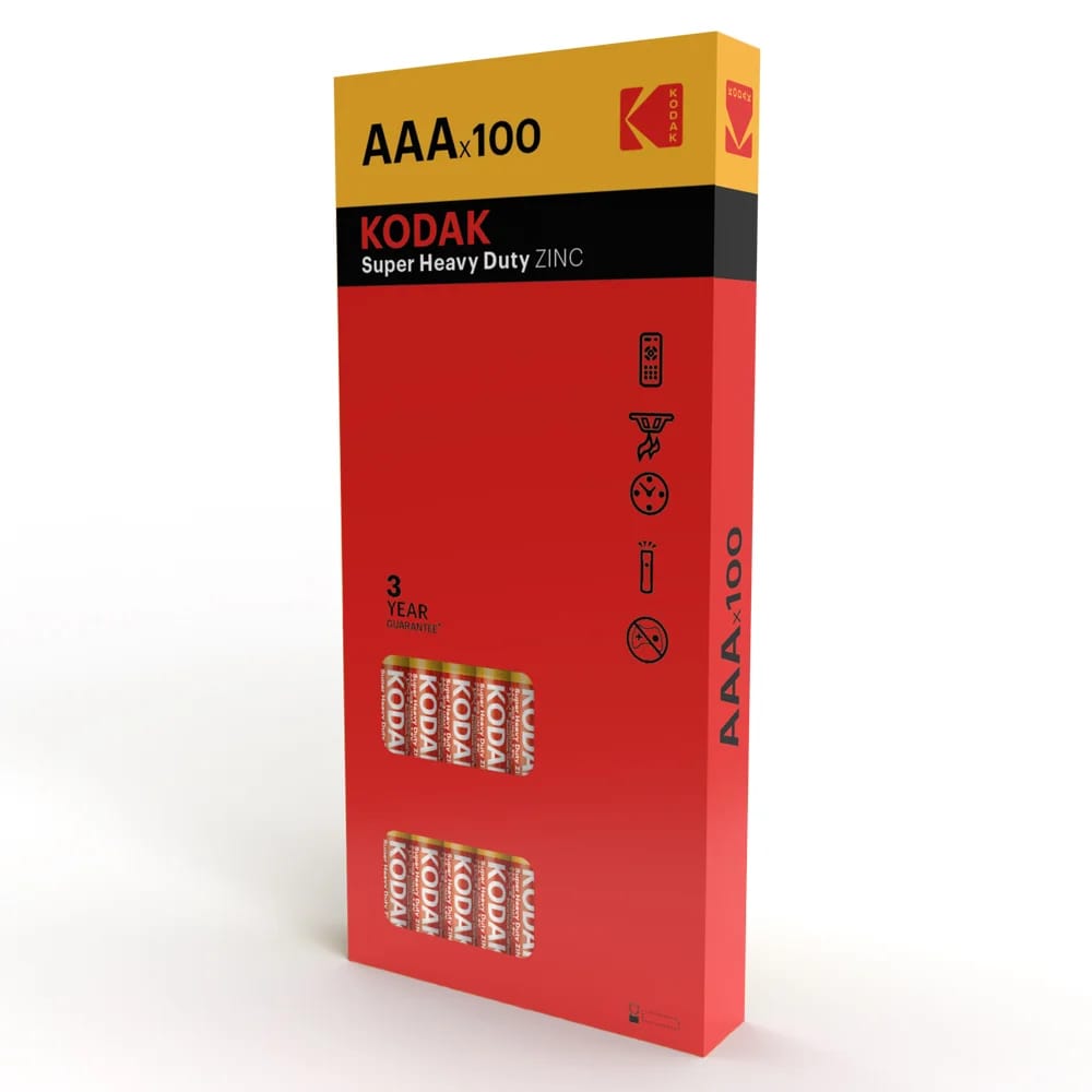 Kodak Super Heavy-Duty Zinc AAA Batteries, 100 Count