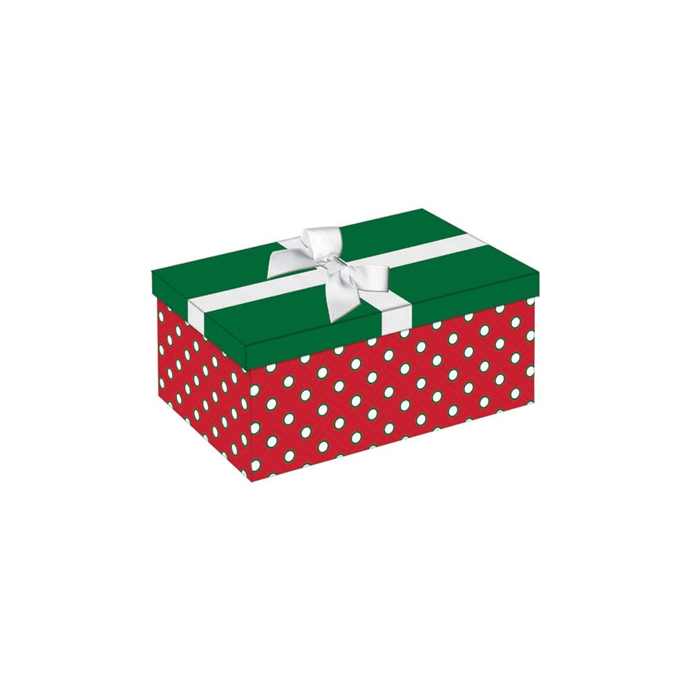 Small Rectangle Christmas Gift Box with Ribbon, 8.25" x 5"