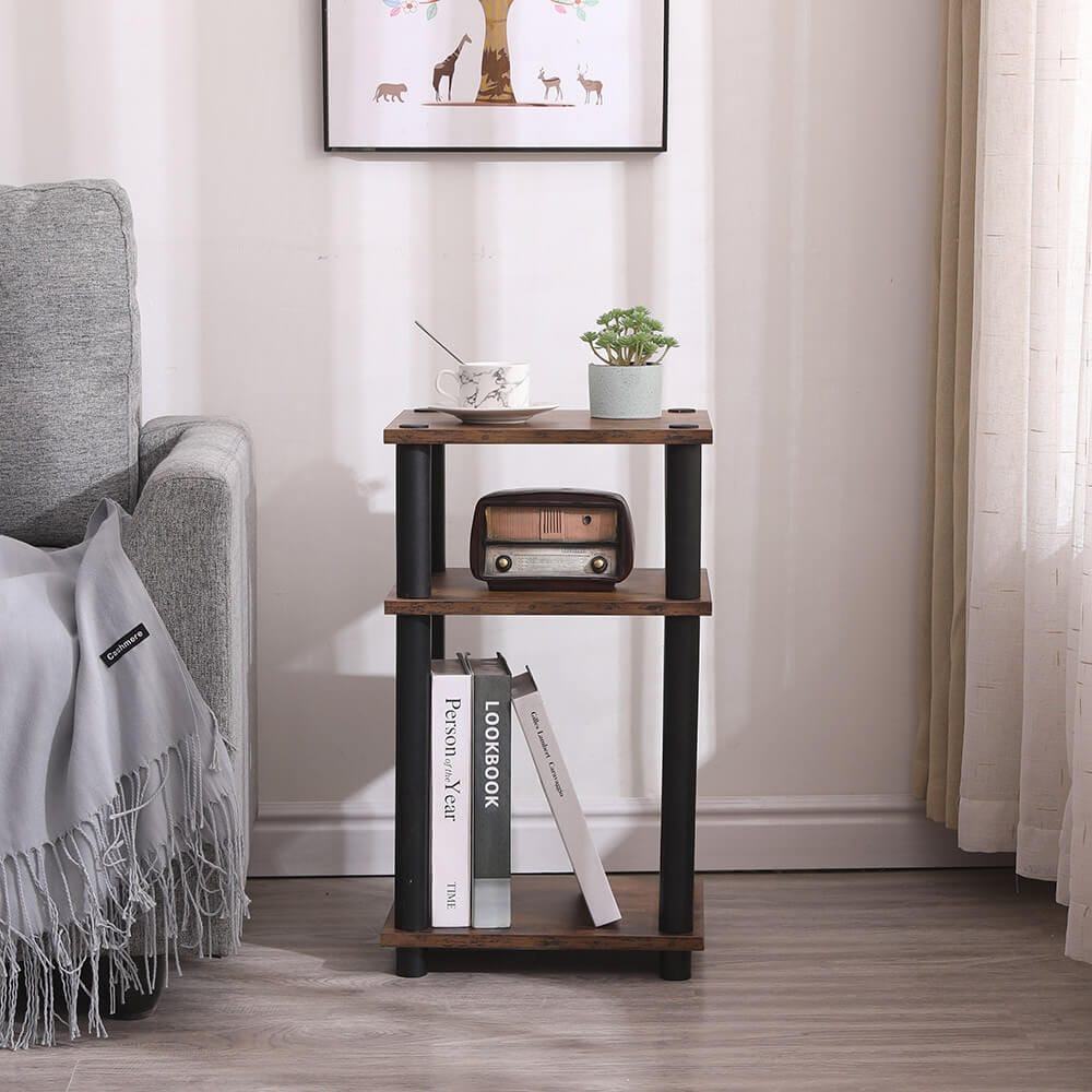 Turn-N-Tube End Table, Set of 2, Rustic Brown/Black