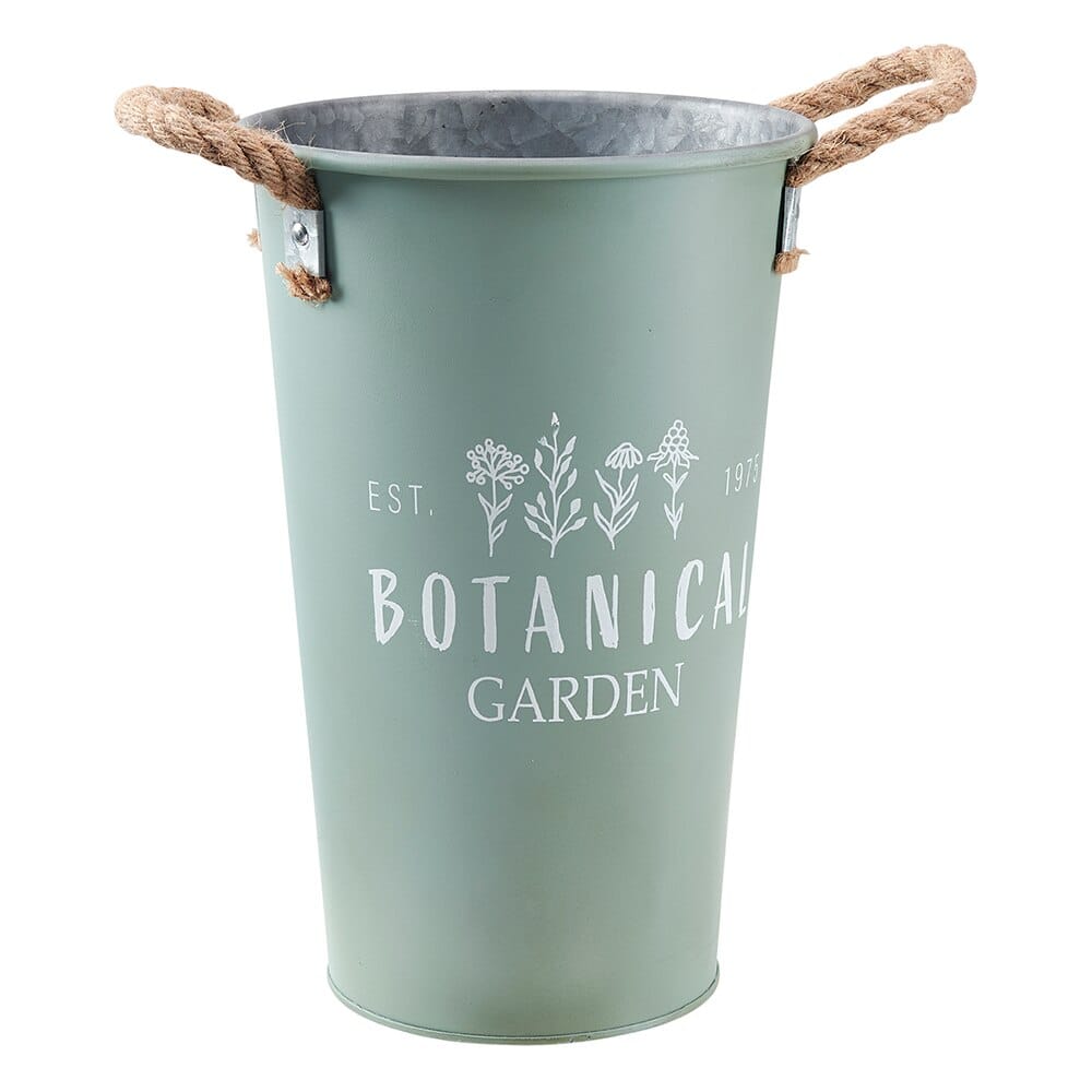 11" Tall Galvanized Metal Bucket with Rope Handles