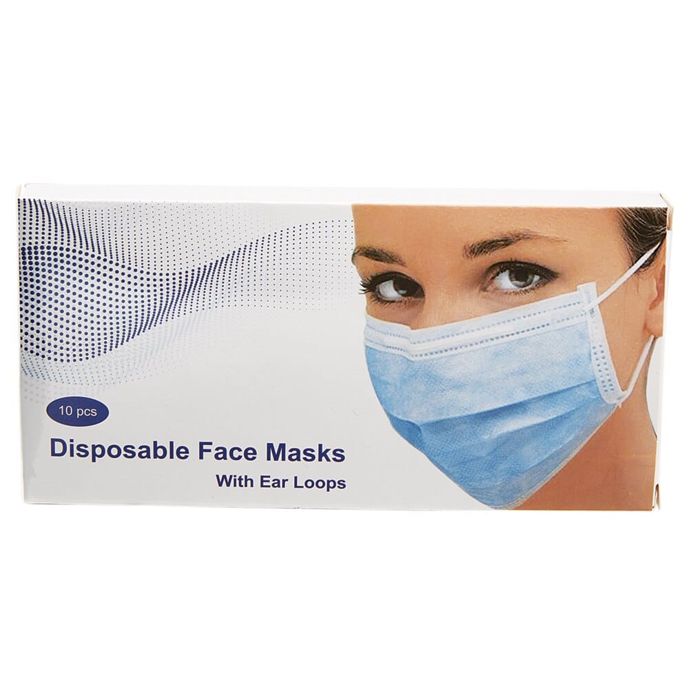 Disposable 3-Ply Earloop Face Mask, 10 Pack