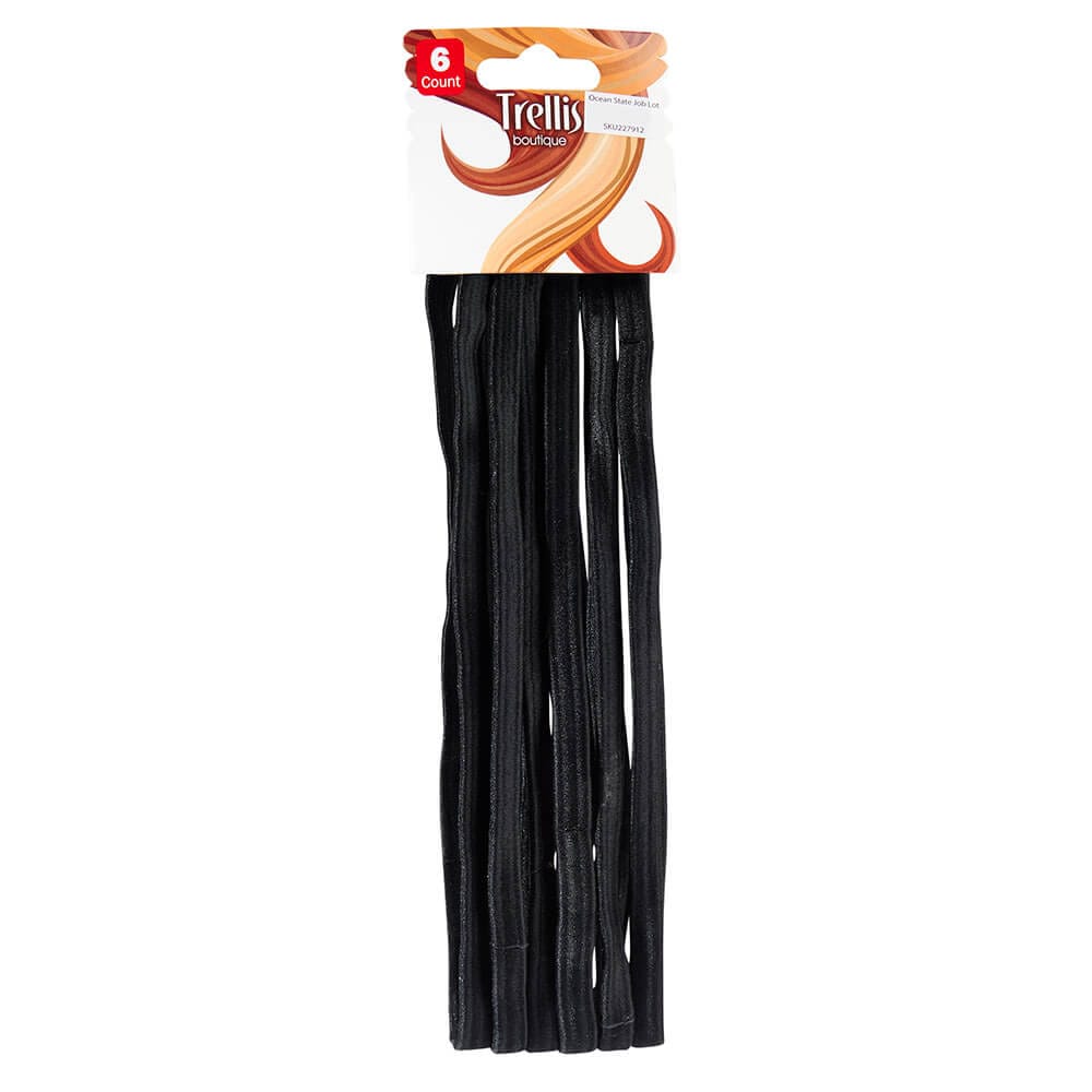 Trellis Boutique Thin Black Elastic Headwraps, 6 Count