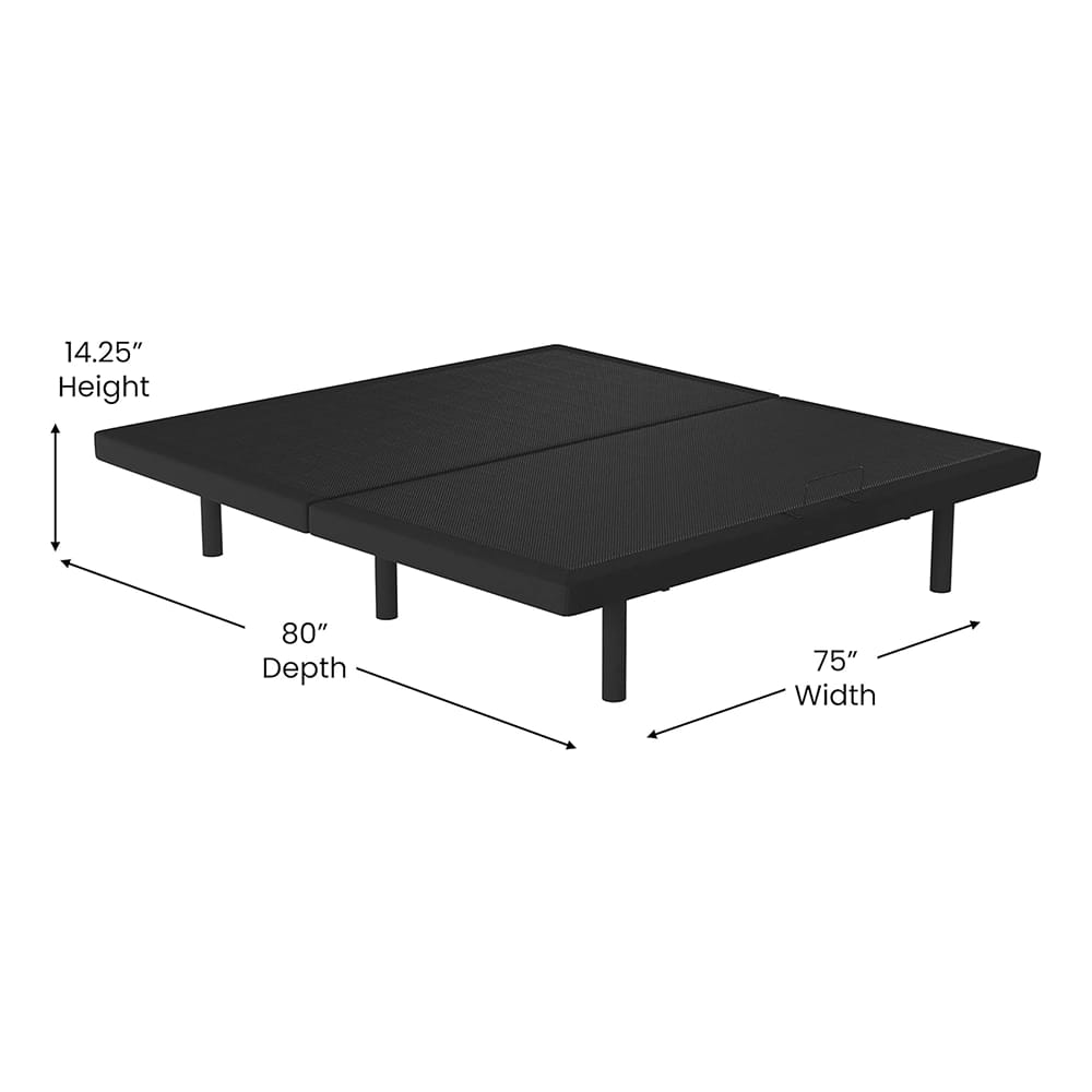 Adjustable Bed Base with Wireless Remote, Black, King
