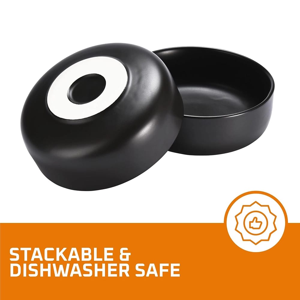 Bruntmor Large Ceramic Bowls, Black, Set of 4