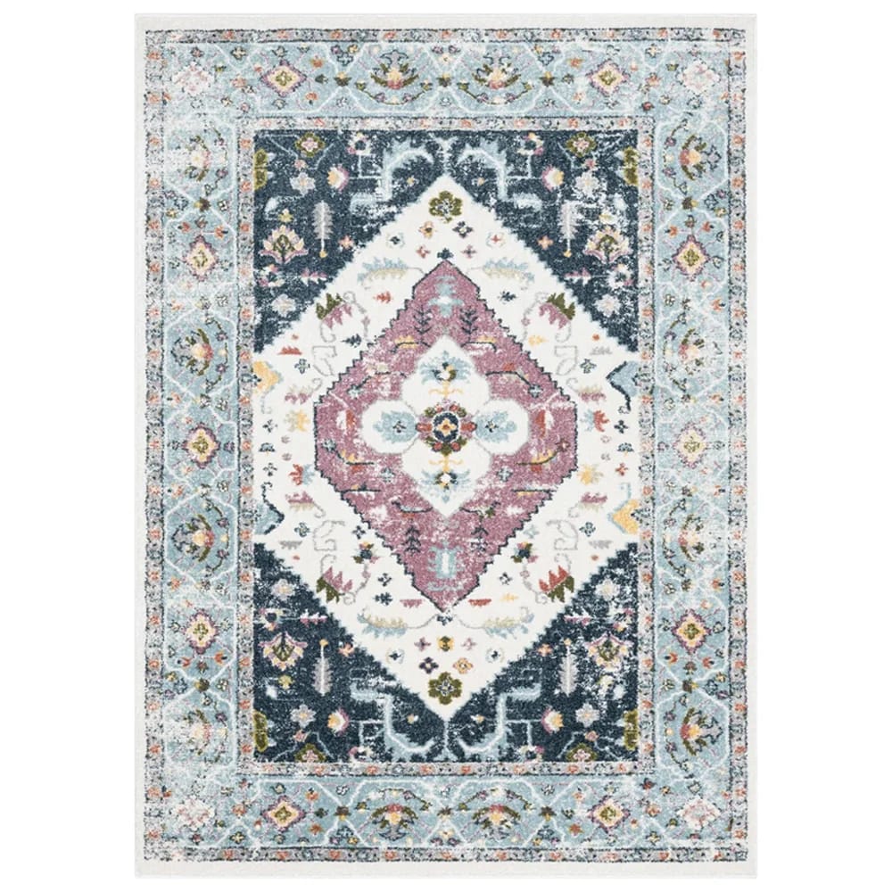 Well Woven 7’10” x 9’10” Ivy Maude Vintage Medallion Area Rug, Blue/Blush