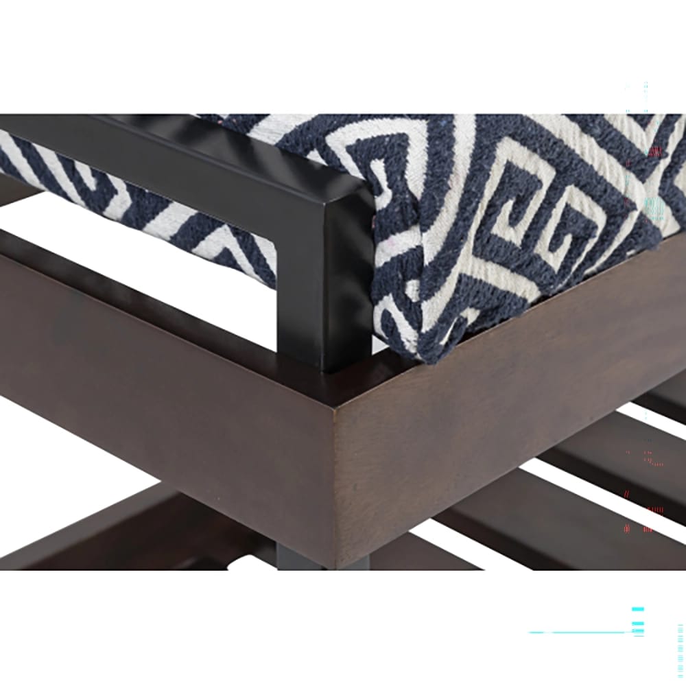 Albany Living Upholstered Bench with Shoe Rack, Blue/Brown