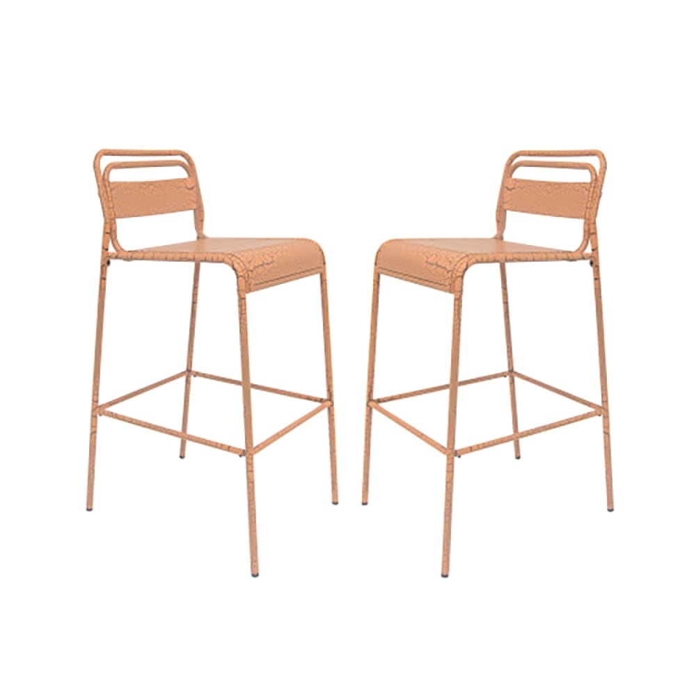 Carmella Stackable Metal Outdoor Bar Stool, Orange, 2 Count