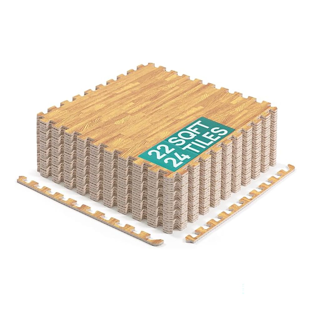 Yes4All Interlocking EVA Foam Mats, Light Oak, 22 sq ft