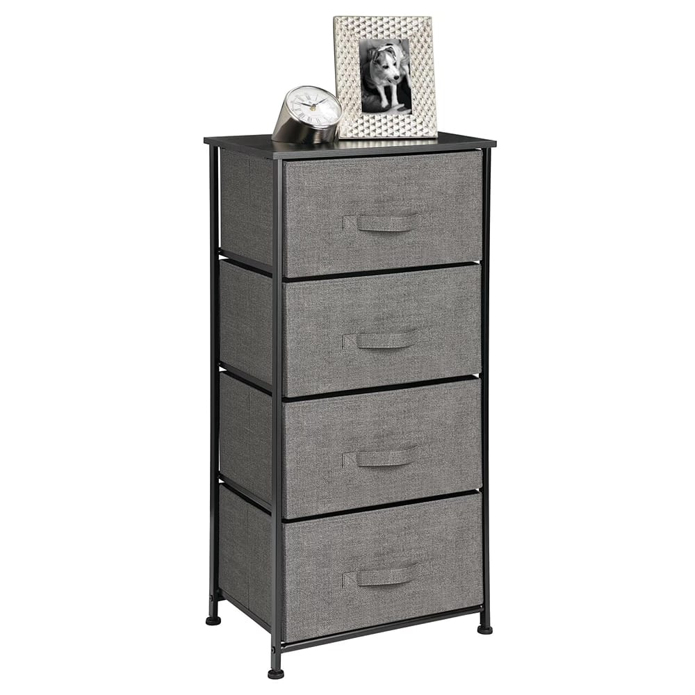 mDesign 4-Drawer Tall Dresser, Charcoal
