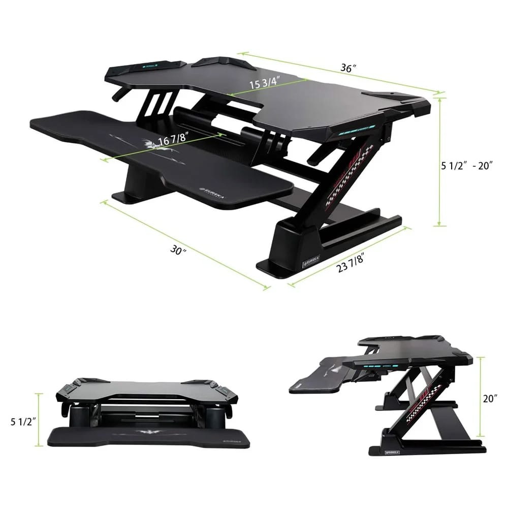 Eureka Ergonomic 36" Gaming Sit-Stand Desk Converter, Black