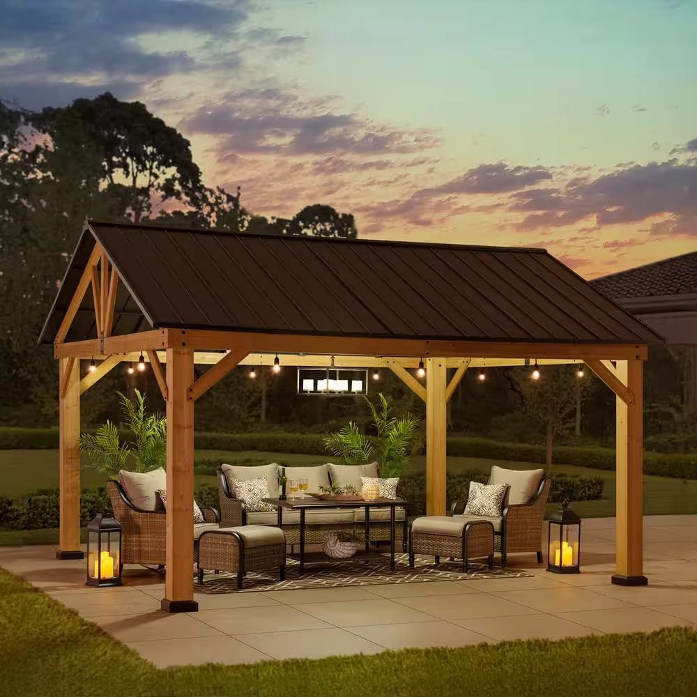 Liberty 13' x 15' Cedar Wood Hard Top Gazebo