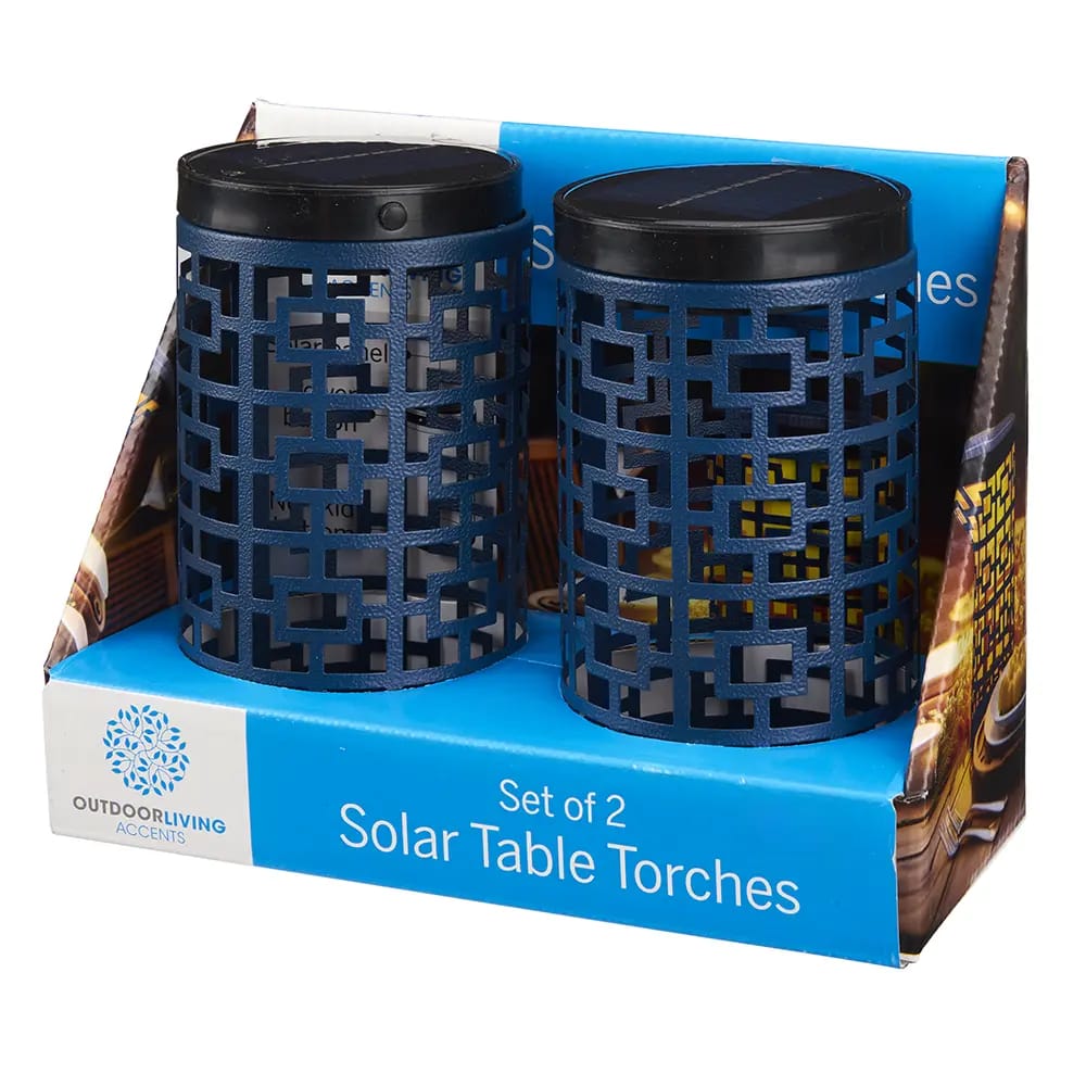 Outdoor Living Solar Table Torches, Navy, 2pk.