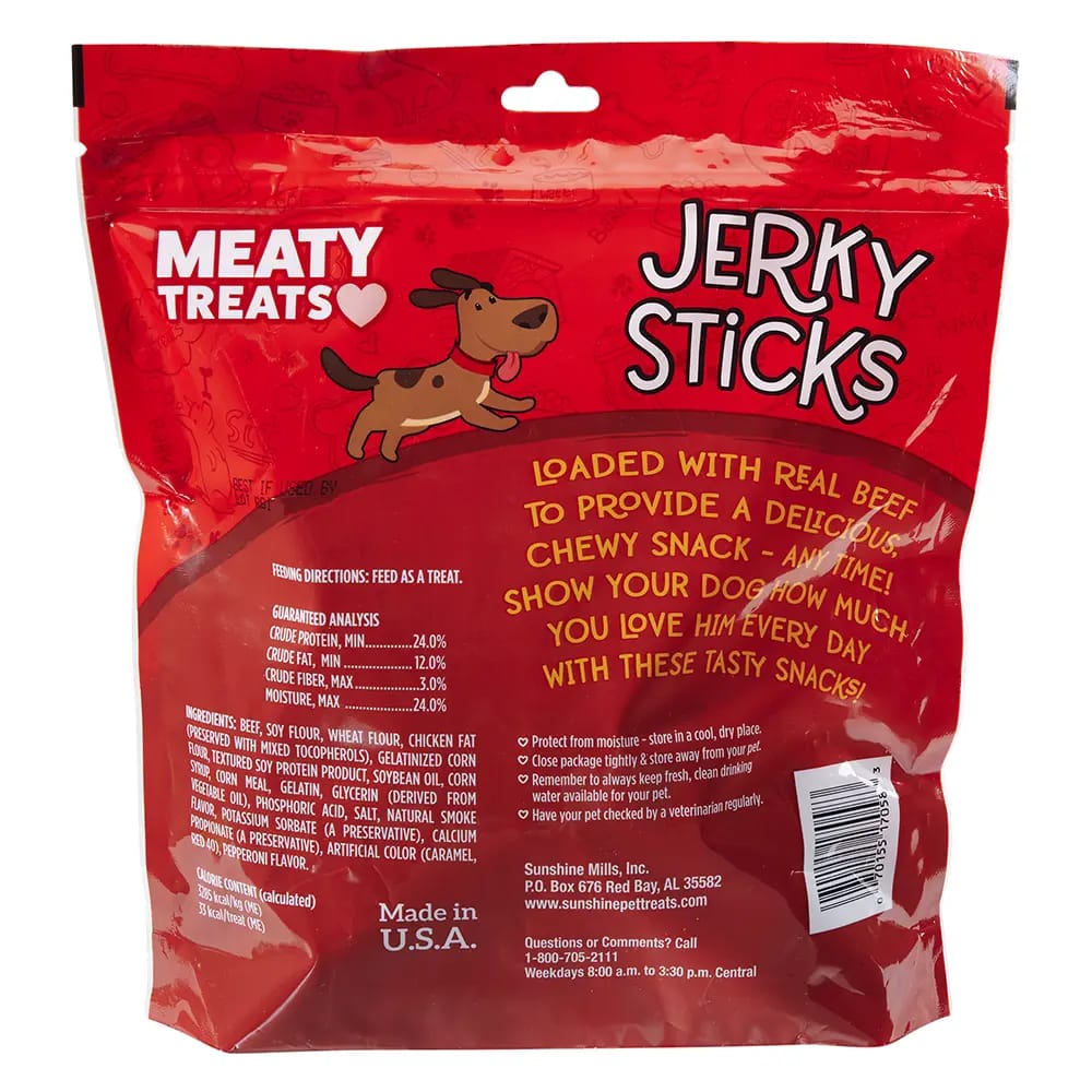 Meaty Treats Beef & Pepperoni Jerky Stick Dog Treats, 22.5 oz