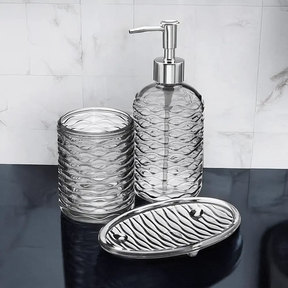 Gray Glass Bathroom Set, 3pc.