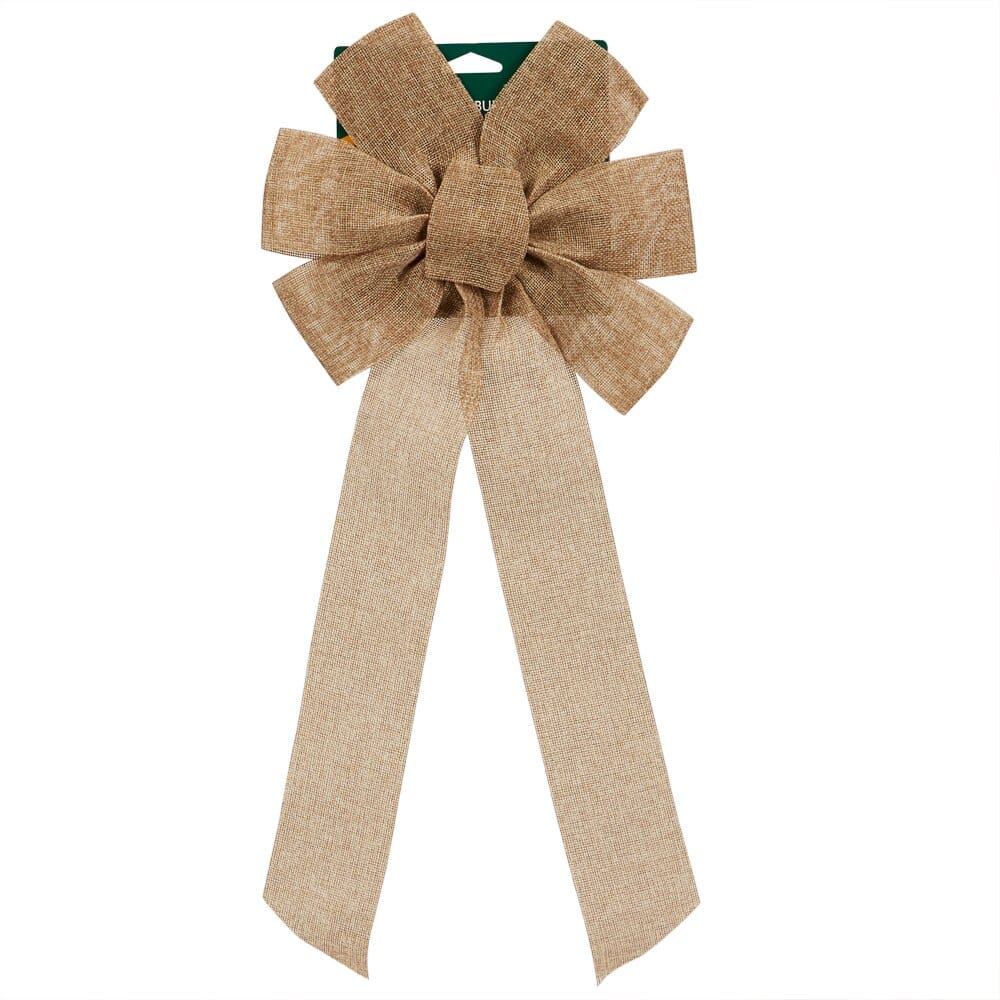 Jingle Time Faux Burlap Christmas Bow, 13.5" x 27.5"