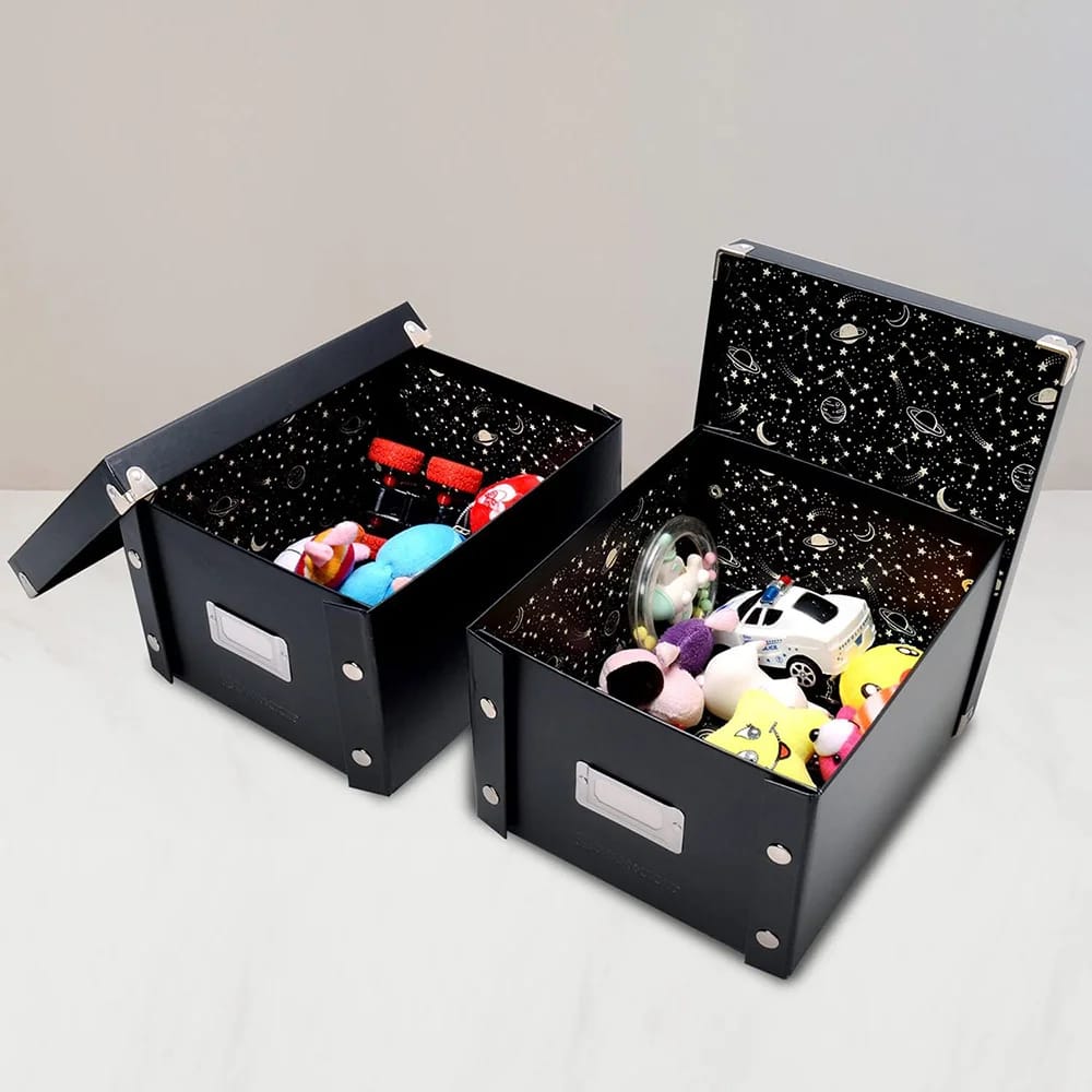 Snap-N-Store Small Collapsible Storage Box, Black/Space, 2 Pack