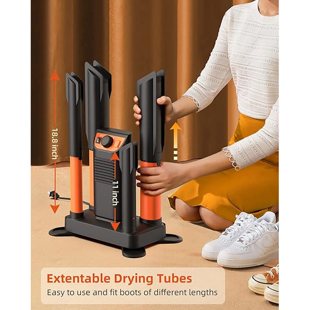 Forced Air Shoe Dryer with Adjustable Timer, Black/Orange