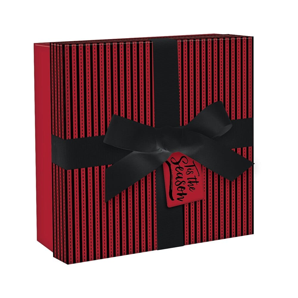 Medium Christmas Gift Box with Ribbon and Tag, 9" x 9"