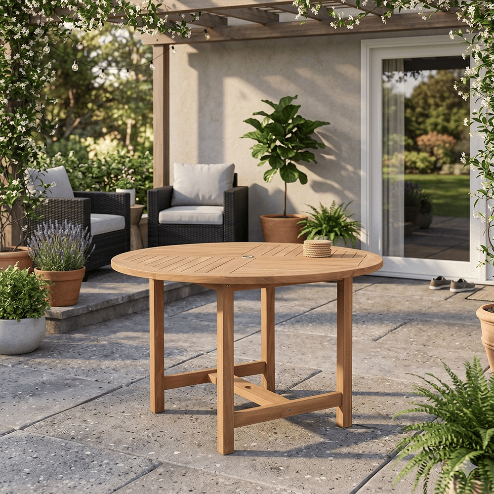Round Teak Patio Table