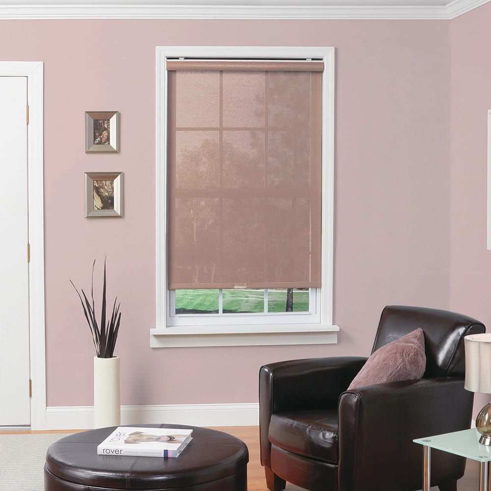 Cordless Semi-Sheer Fabric Roller Shade, Coral Blush, 27" x 66"