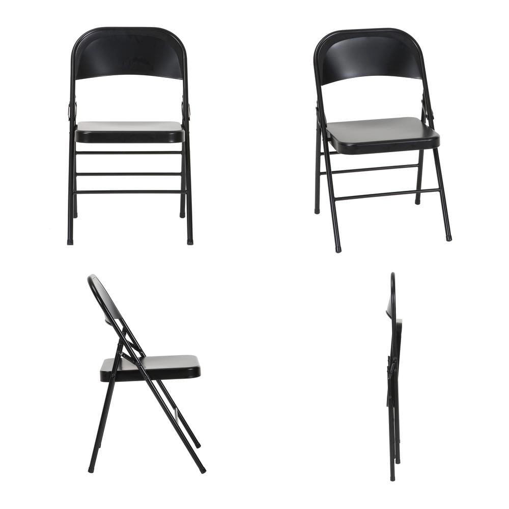 COSCO Bridgeport XL All-Steel Commercial Folding Chairs, Black, 4 Pack