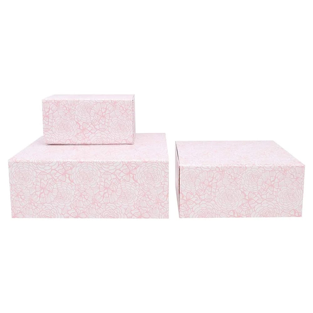 Snap-N-Store Storage Boxes, Pink Flowers, 3 Pack