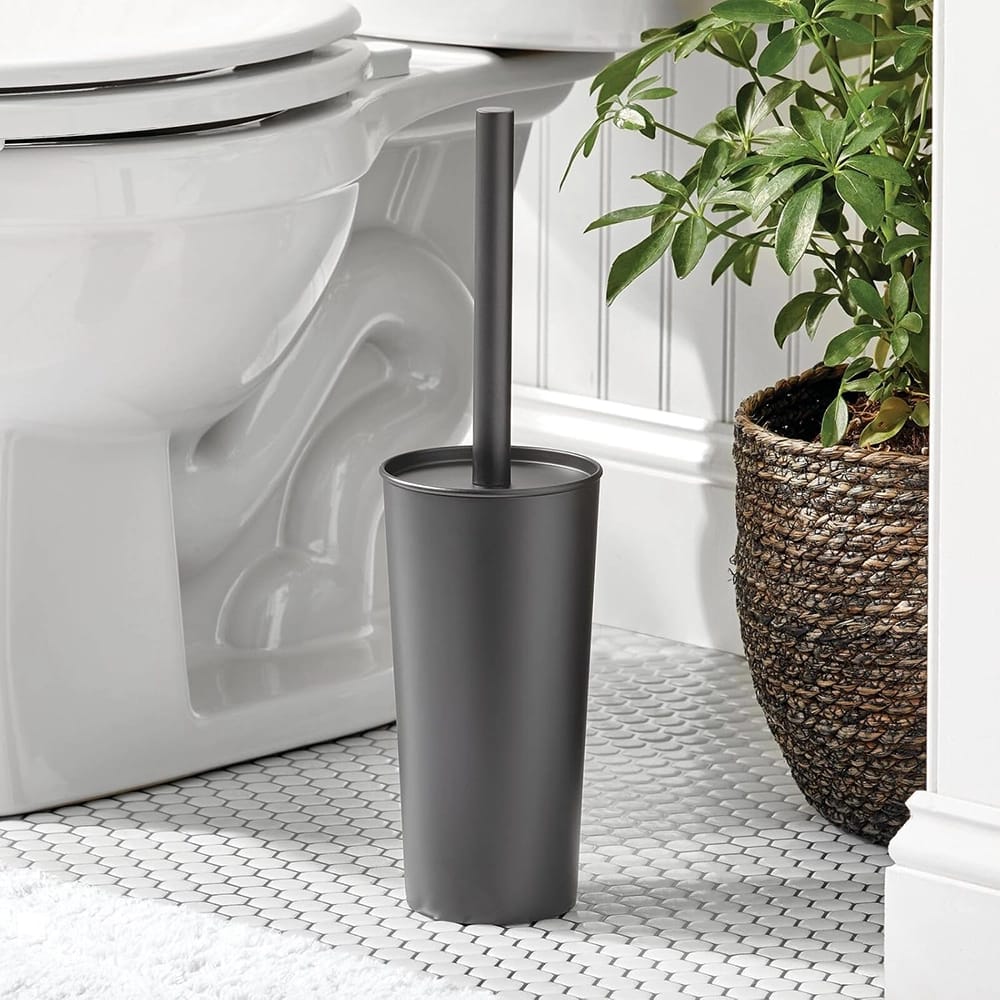 mDesign Stainless Steel Toilet Brush Set, Graphite