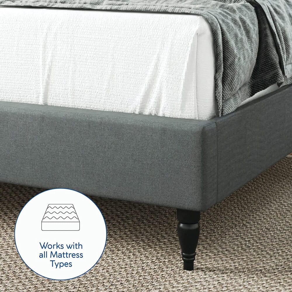 Classic Brands Coventry Upholstered Full Platform Bed Frame, Light Gray