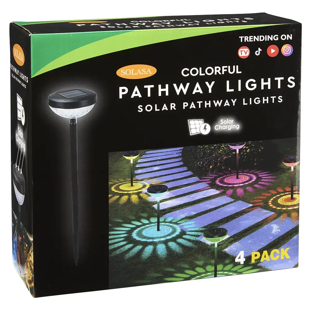 Solasa Colorful Solar Pathway Lights, 4 pk