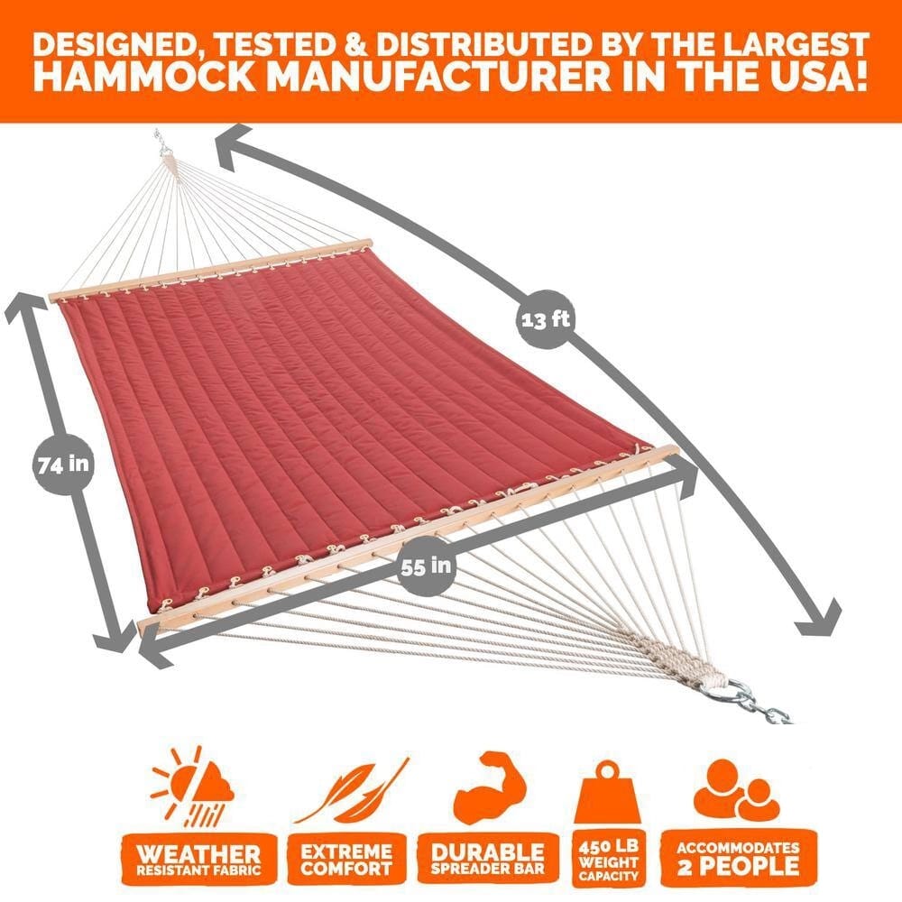 Quilted 2-Person Hammock, Red