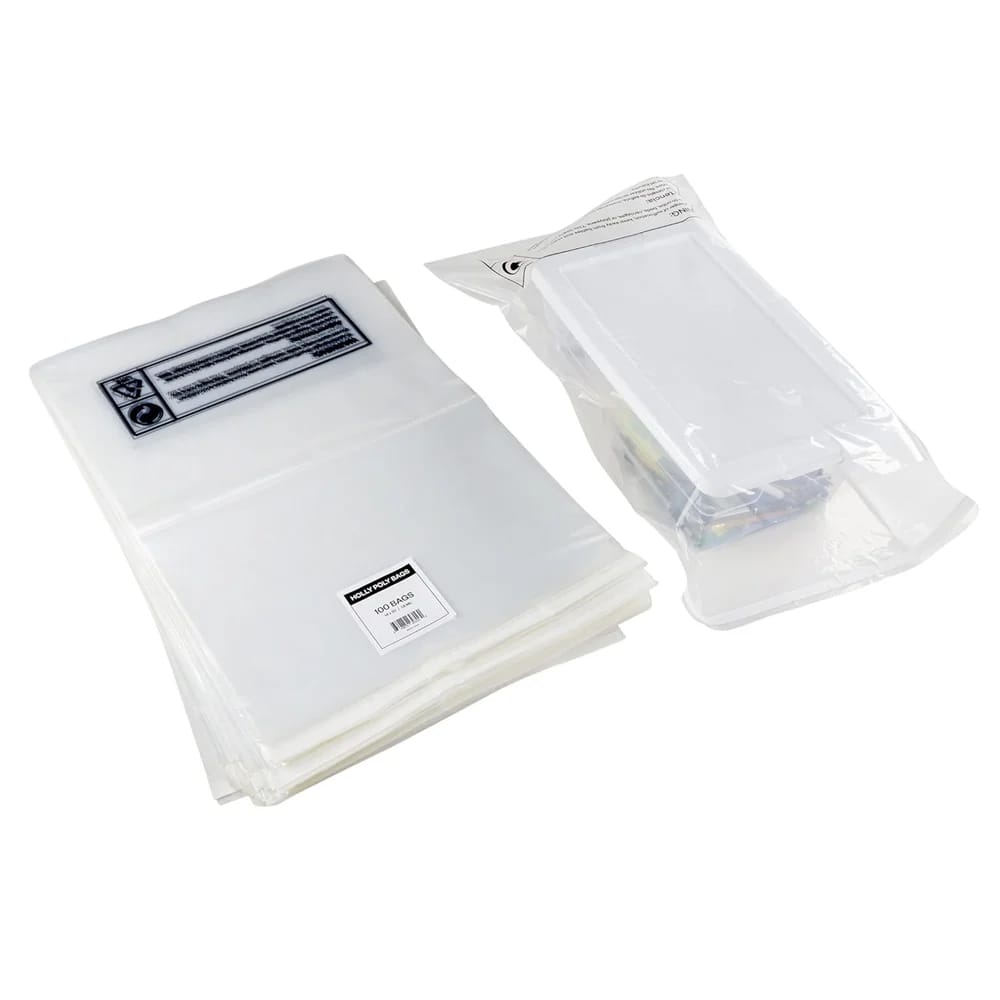 Holly Clear Poly Bags, 14" x 20", 100 Pack