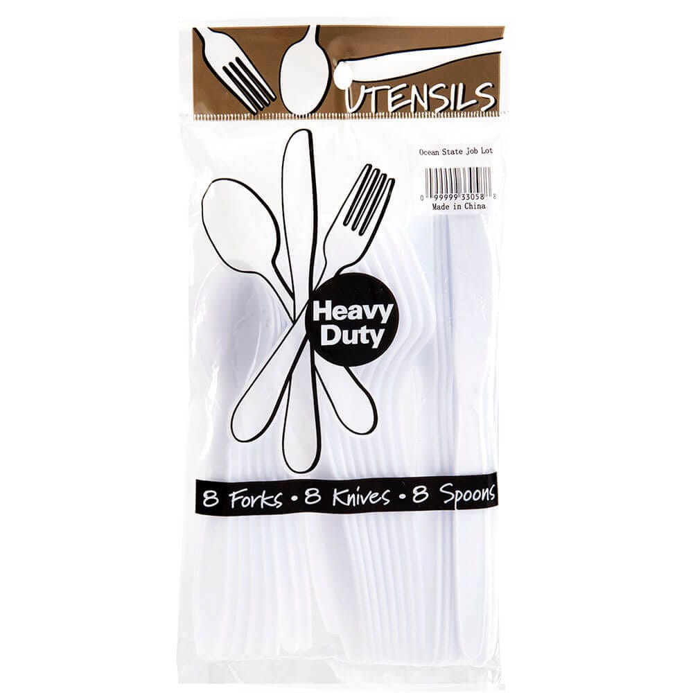 Heavy-Duty Plastic Utensils, 24 Count