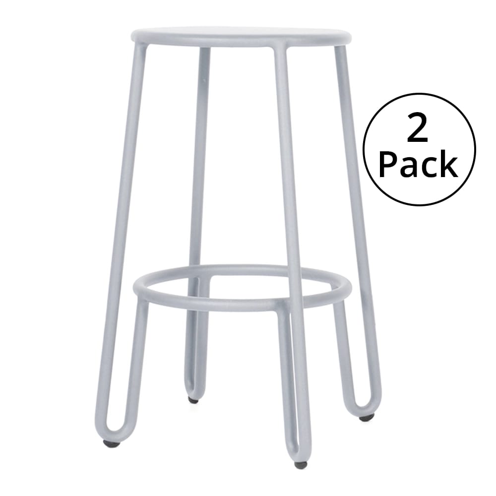 Maiori Aluminum Huggy Stackable Patio Counter Stool, Frosty Gray, 2 Pack