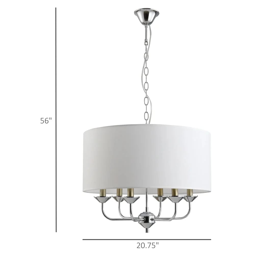 HomCom 6-Light Modern Chandelier, White