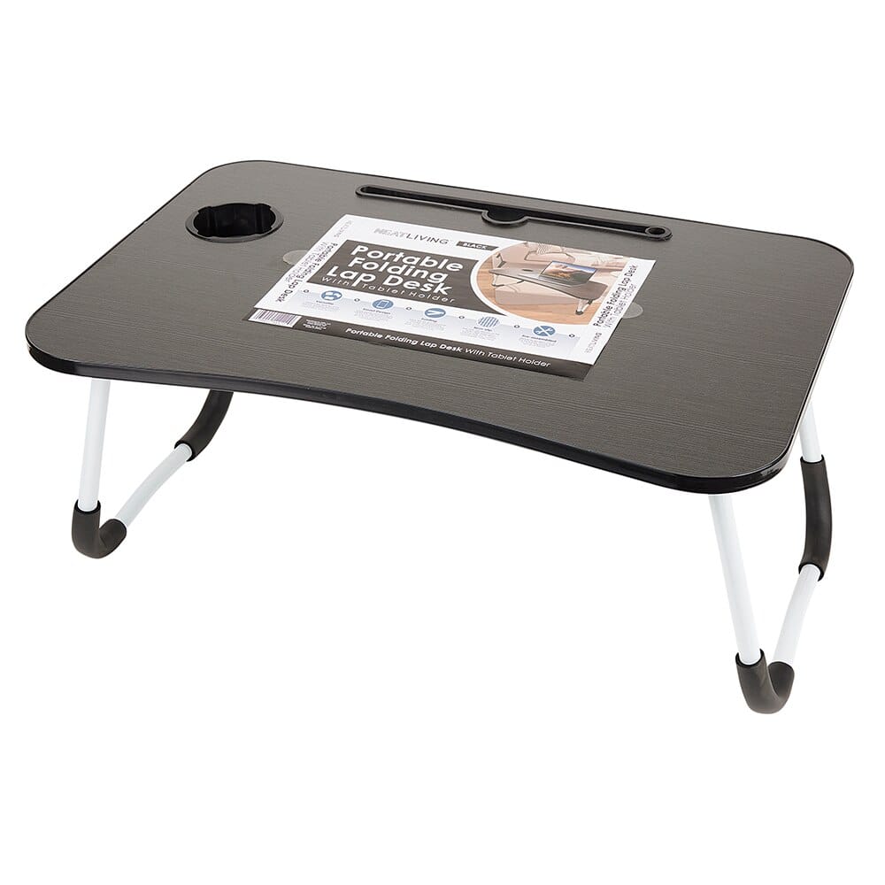 Neat Living Black Portable Folding Lap Desk with Tablet Holder