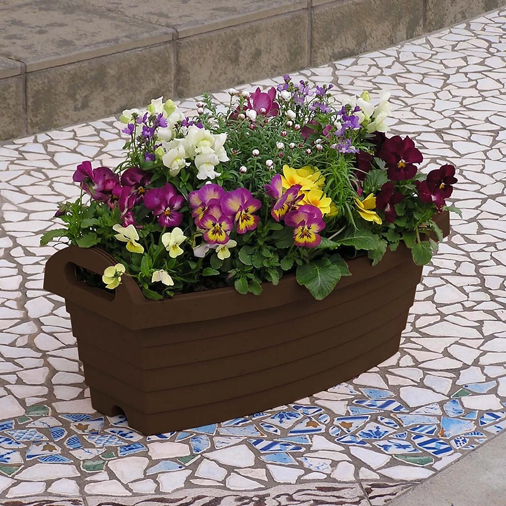 JEJ Astage 20" Rectangle Plastic Indoor/Outdoor Planter, Dark Brown