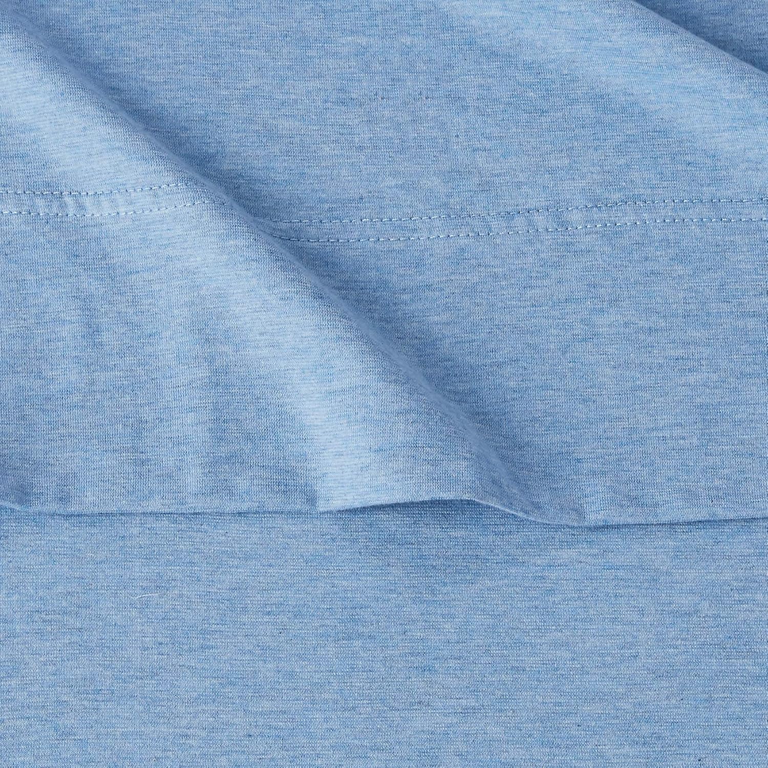 Heather Jersey Sheet Set, Queen, Sky Blue