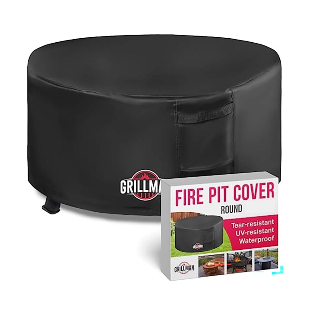 Grillman Round Fire Pit Cover, Fits 32" x 16", Black