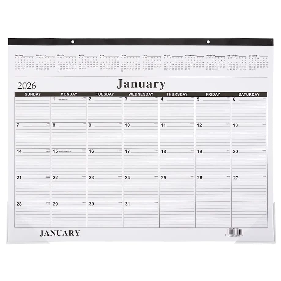 2026 Desk Calendar, 22"