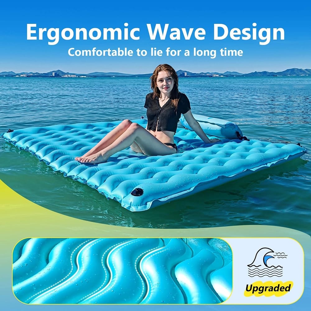Sunrio 72" x 72" Inflatable Floating Mat, Blue
