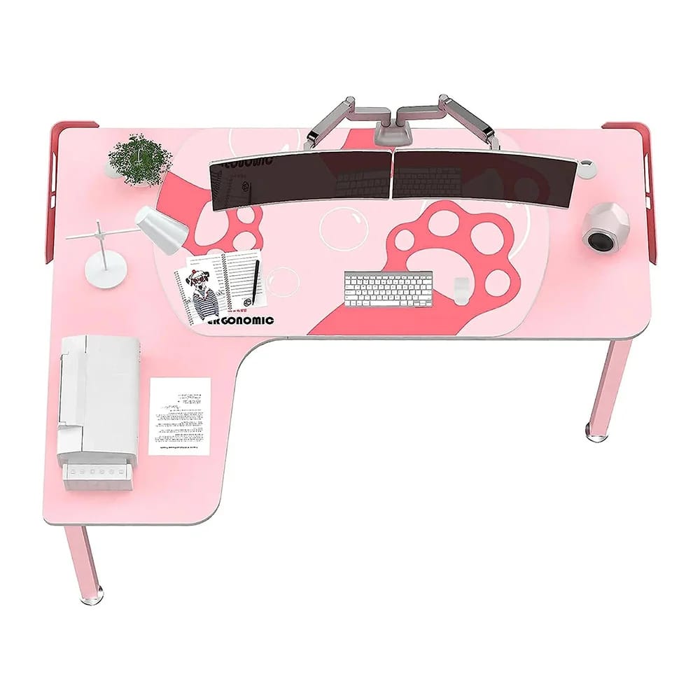 Eureka Ergonomic Left Side L-Shaped Office Desk, Pink