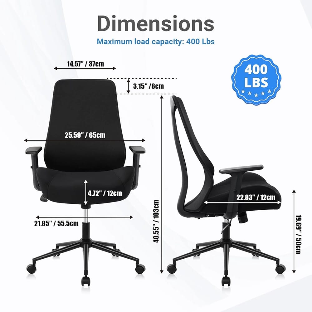 HYLONE Tall Office Chair with Adjustable Armrests, Black
