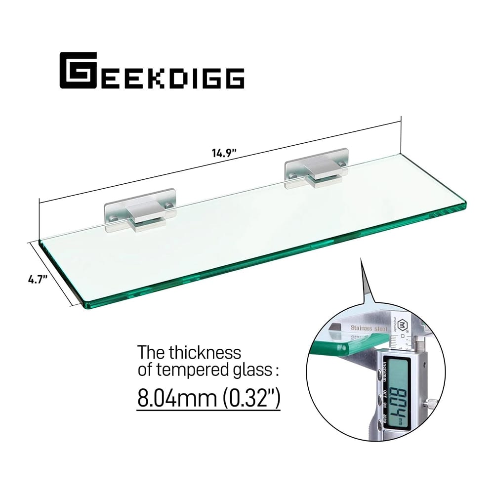 GeekDigg Glass Bathroom Storage Shelves, Set of 2