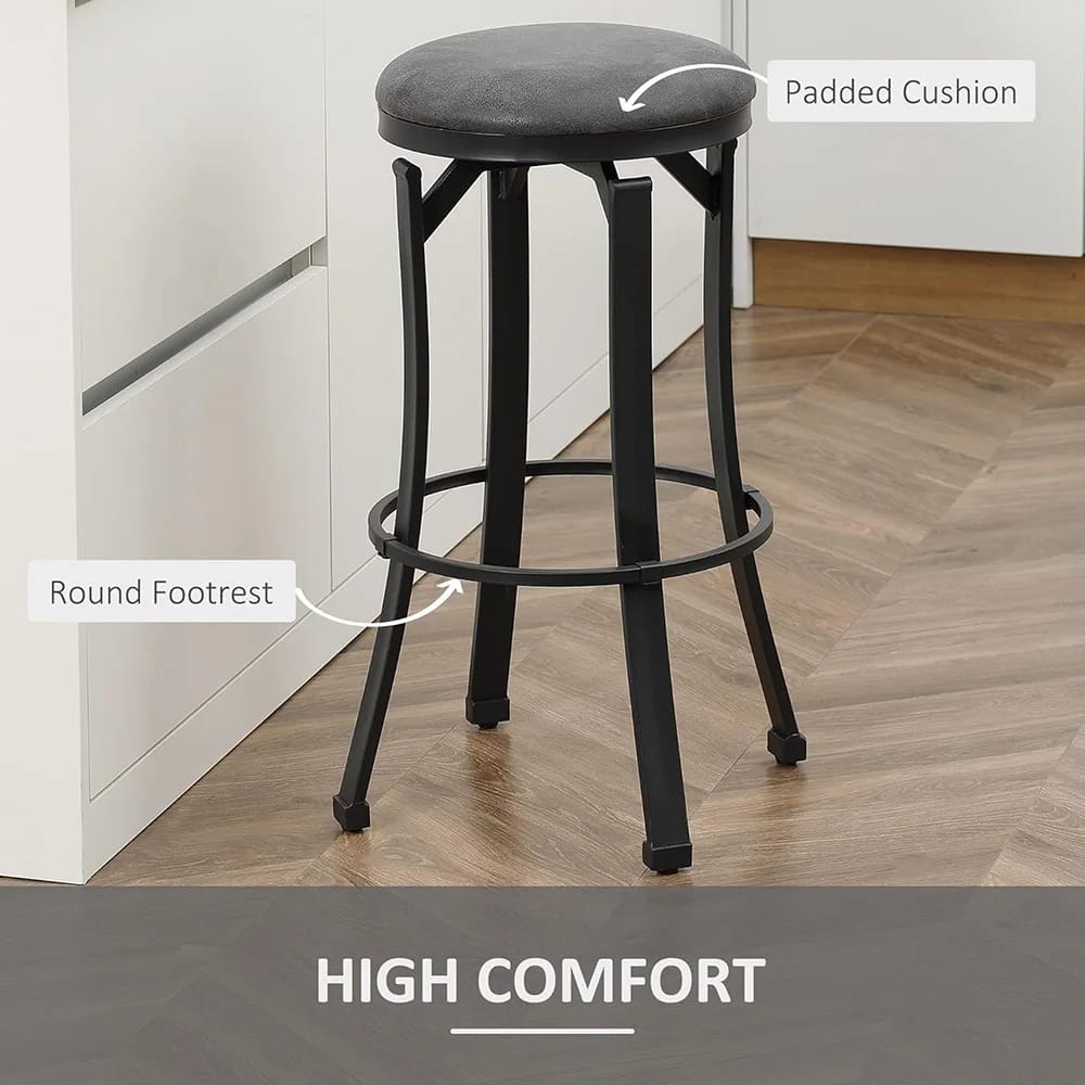 HomCom Vintage Barstools, Set of 2, Dark Gray