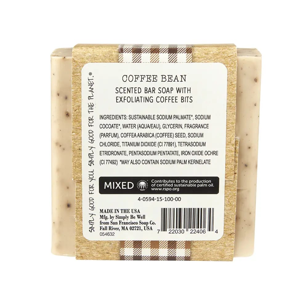 Simply Be Well Coffee Bean Scented Bar Soap with Exfoliating Coffee Bits, 5 oz